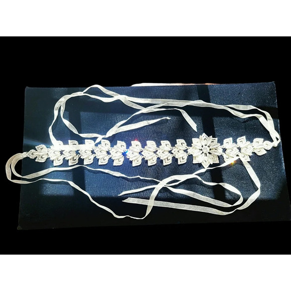 Sparkling Rhinestone Wedding Tie Headband - Picture 1 of 8